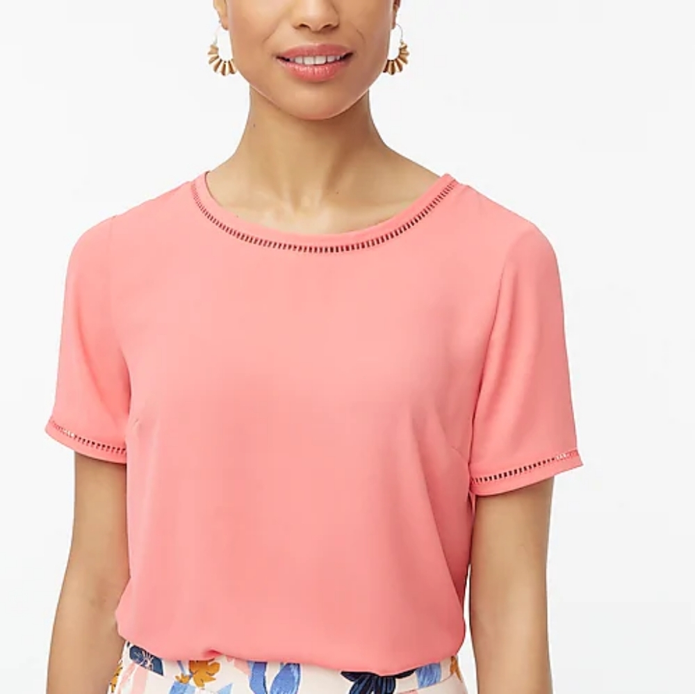J Crew Short-sleeve top with ladder trim